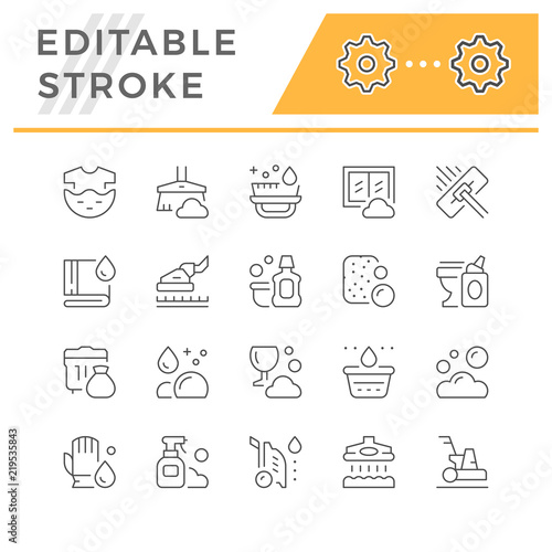 Set line icons of cleaning