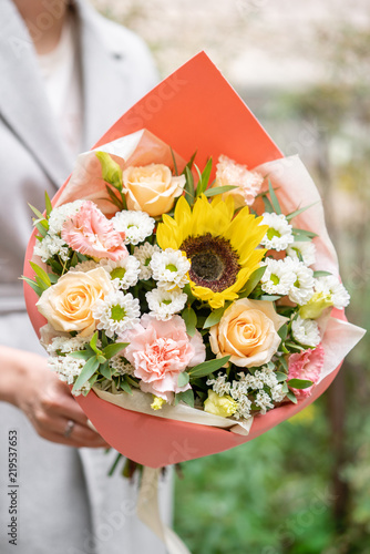 Wallpaper Mural Beautiful spring bouquet. Arrangement with mix flowers. The concept of a flower shop, a small family business. Torontodigital.ca