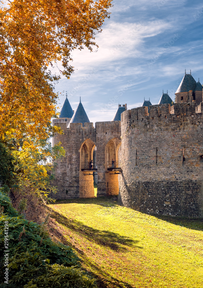 Entrance to the city of Carcassonne, Occitanie, France