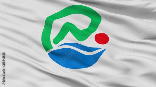 Nanjo City Flag, Country Japan, Okinawa Prefecture, Closeup View photo