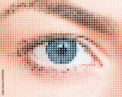 Illustration pattern of dots in the form of a human eye