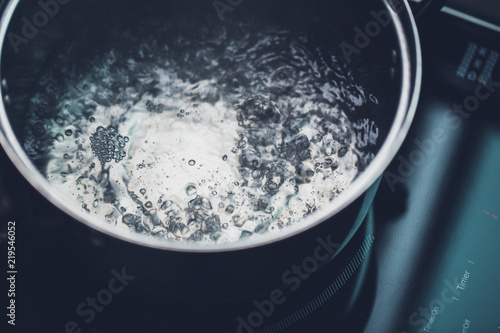 boiling water modern lifestyle cooking induction stove kitchen