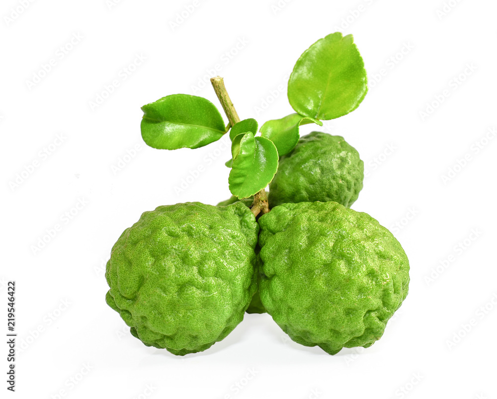 fresh bergamot fruit and leaf on white background. fresh bergamot fruit and leaf on white background.