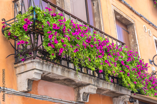Photography houses with flowers on the windows in venice