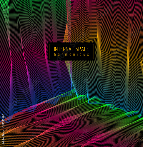 Vector illusive surreal art background for design like a hallucination drug trip surrealism, linear 3d trend. Fantastic psychedelic trendy modern op art, optical dimensional illusion.