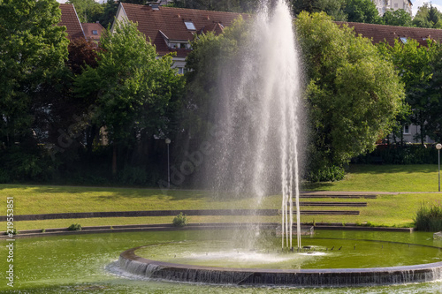 A fountain in a public park of a big German city