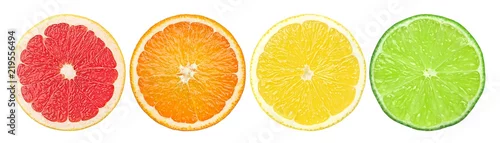 Panel kuchenny z motywem citrus slice, grapefruit, orange, lemon, lime, isolated on white background, clipping path