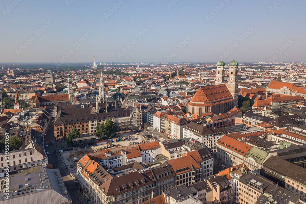 Aerial view of Munich old town, Germany