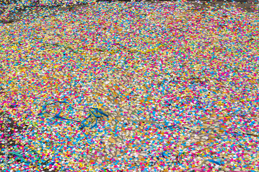 confetti carpet on the pavement