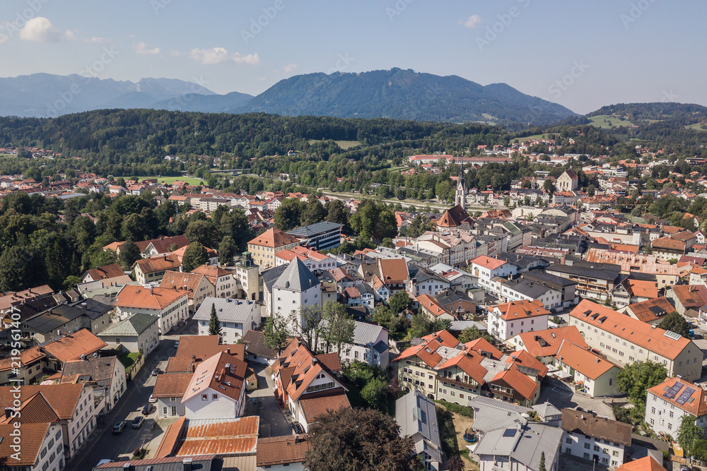 Panorama of Bad Tolz, small town in southern Germany