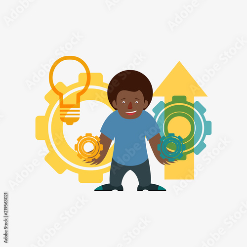Man generates an idea. Business strategies. Vector