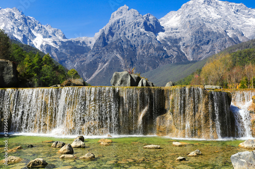 Beautiful landscapes and waterfalls in summer in Lijiang  Yunnan  China