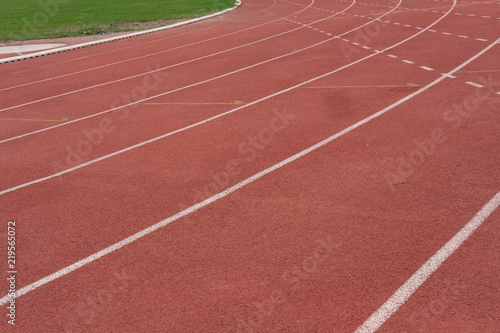 lane number & running racetrack, backstretch in outdoor sports stadium arena © 88studio