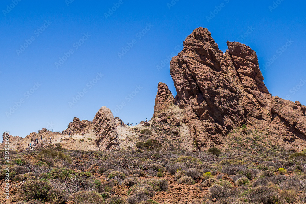 Tourists at García's rocks, Teide national park , Tenerife, Canary Islands, Spain