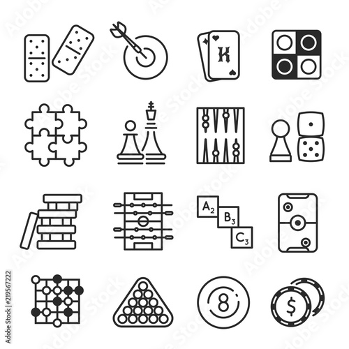 Board games icon set isolated on white background