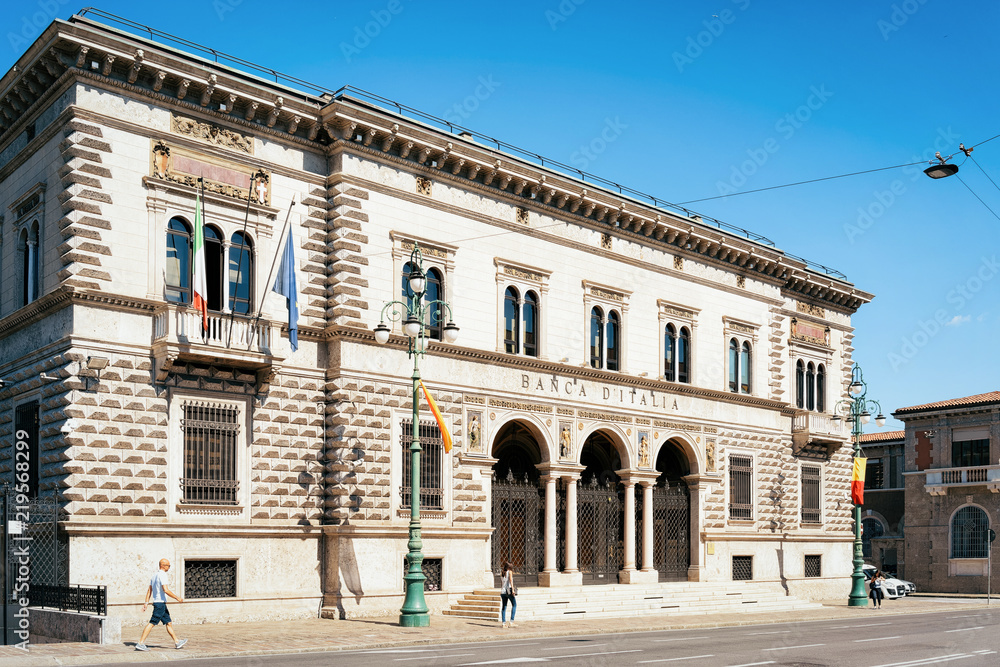 Banca Italia in Lower City of Bergamo Italy
