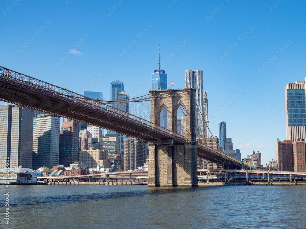 Fototapeta premium Brooklyn Bridge from Cruiser at Manhattan, New York City