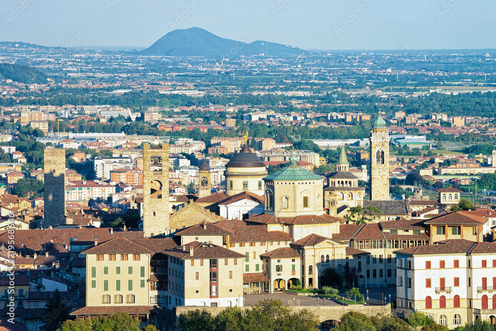 Scenery and Basilica of Santa Maria Maggiore in Bergamo Italy