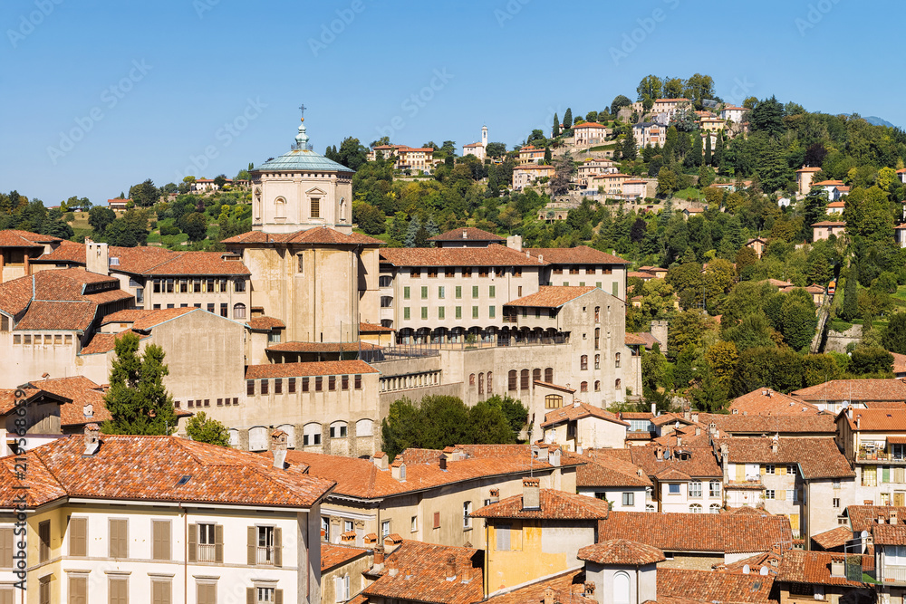 Scenery with Basilica of Santa Maria Maggiore in Bergamo Italy