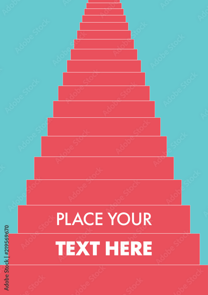 Minimal cover design. Stylized red staircase on turquoise background. Clipping mask used. Minimal cover design. Stylized red staircase on turquoise background. Clipping mask used.