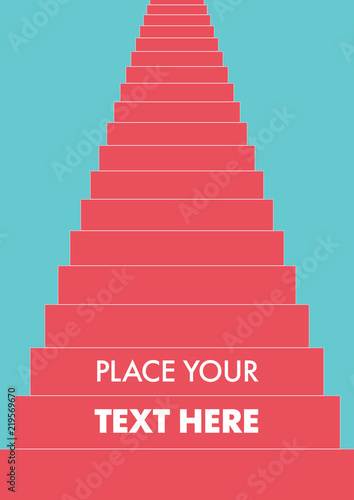 Minimal cover design. Stylized red staircase on turquoise background. Clipping mask used.