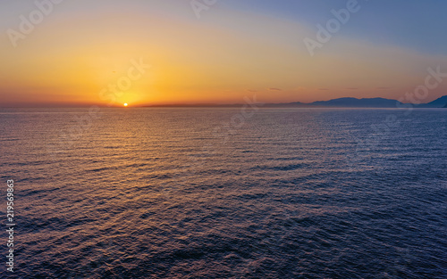 Sunrise at Mediterranian sea Palermo in Sicily