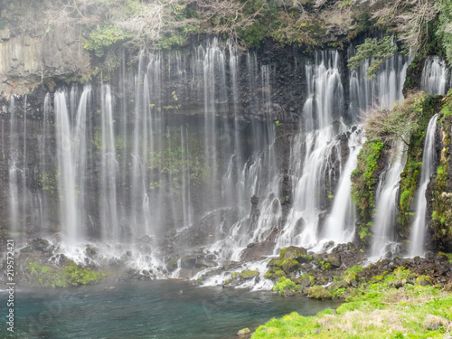 It is a famous spot of Japan  Shiraito Falls. In Japanese it is called  Shiraito   which means white thread. The flowing water looks like a white thread.