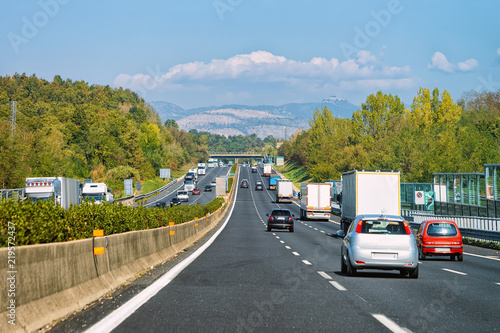 Landscape with Cars in road in Italy