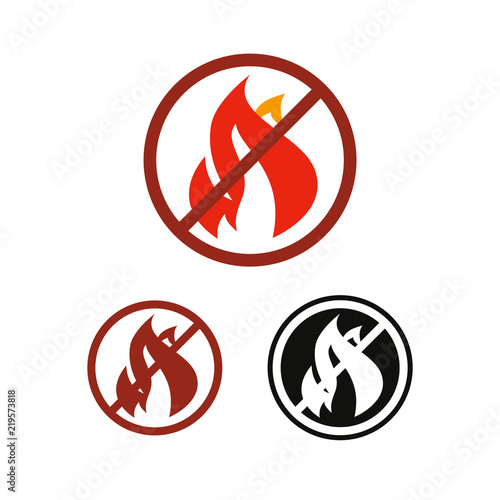 Stop fire and no flame vector icon