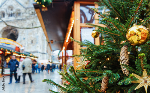 Canvas Print Christmas Tree and Market at Kaiser Wilhelm Memorial Church Berlin