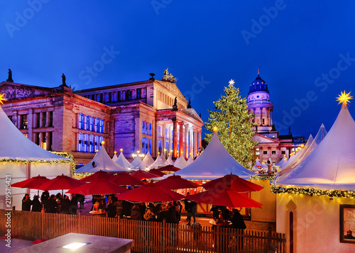 Photography Night Christmas Market on Gendarmenmarkt in Winter Germany Berlin