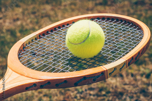 Tennis ball on racket © andrey gonchar