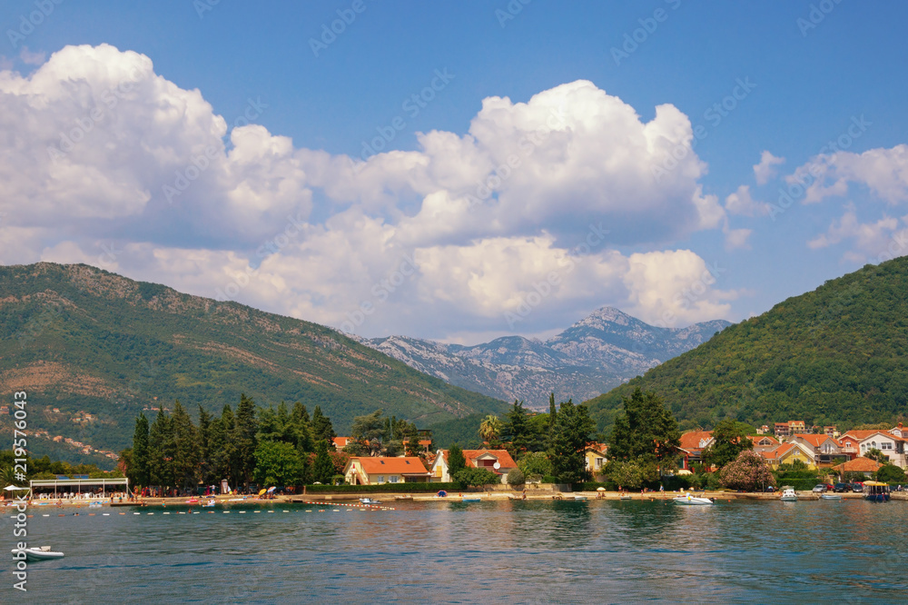 Naklejka premium Picturesque summer landscape. Montenegro. View of Bay of Kotor ( Adriatic Sea ) near Tivat city