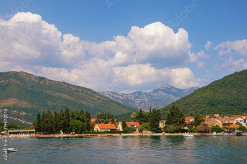 Picturesque summer landscape. Montenegro. View of Bay of Kotor ( Adriatic Sea ) near Tivat city