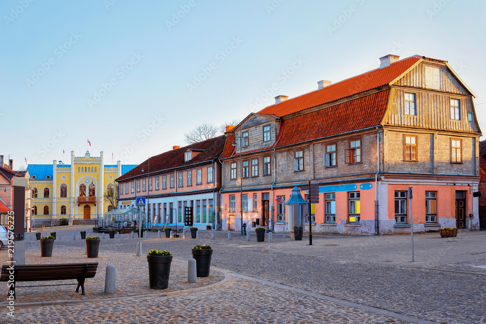 Town Hall at Central Square in Kuldiga Latvia