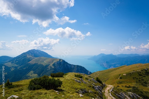 Monte Baldo mountain and Lake Garda in Malcesine.