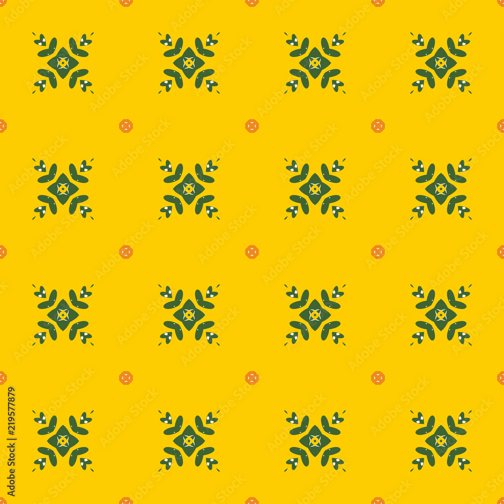 Seamless pattern with floral motifs. Design for printing on fabric, wrapper, paper, Wallpaper. Yellow-green color