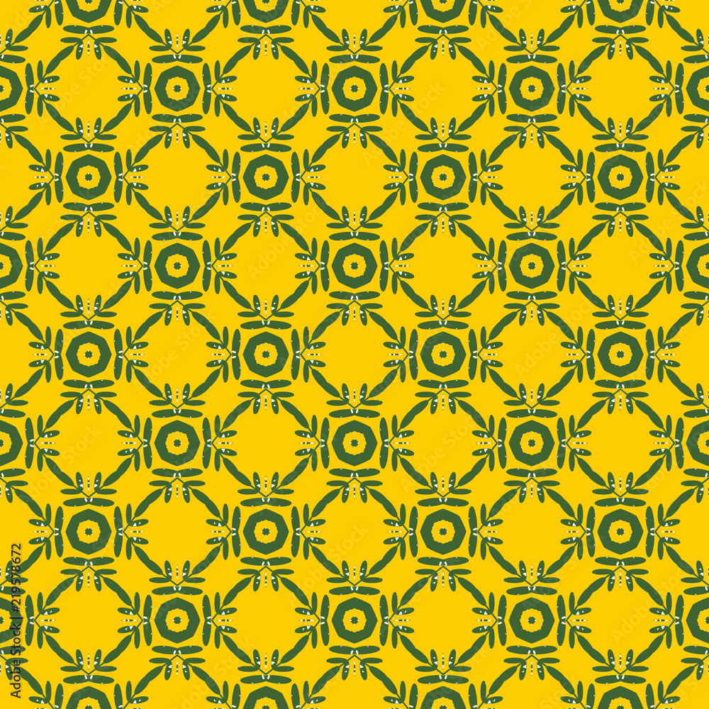 Seamless pattern with floral motifs. Design for printing on fabric, wrapper, paper, Wallpaper. Yellow-green color Seamless pattern with floral motifs. Design for printing on fabric, wrapper, paper, Wallpaper. Yellow-green color