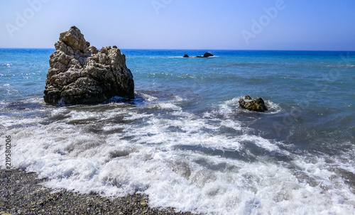 Landscape view over the famous blue bay near the birthplace of Aphrodite in Cyprus photo