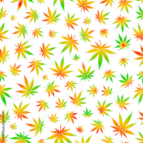 Seamless patterns with cannabis leaves