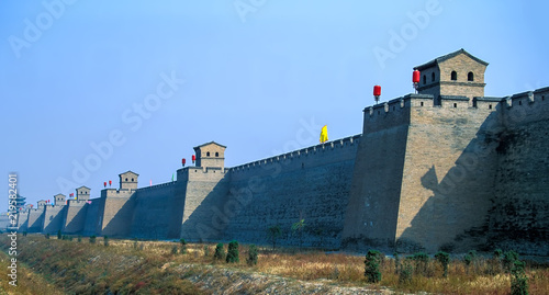 Pingyao City Wall - Shanxi, China. The walls surrounding the city of Pingyao were first built in the Xizhou Dynasty, and have a history of about 2,700 years