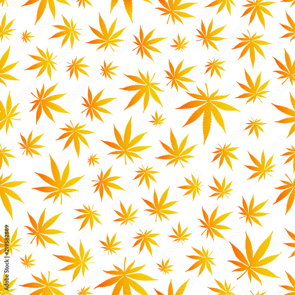 Seamless patterns with cannabis leaves.