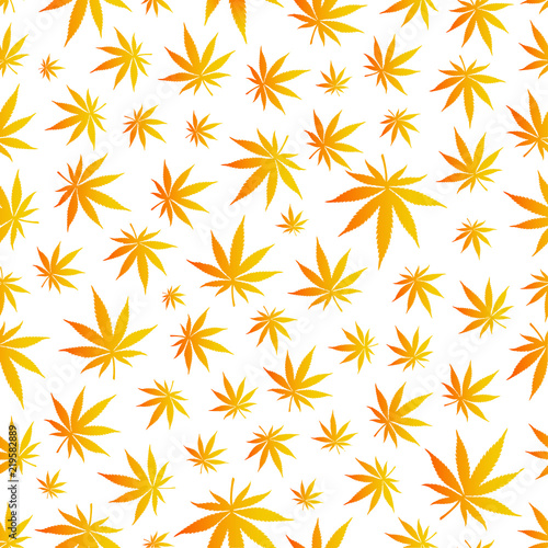 Seamless patterns with cannabis leaves.