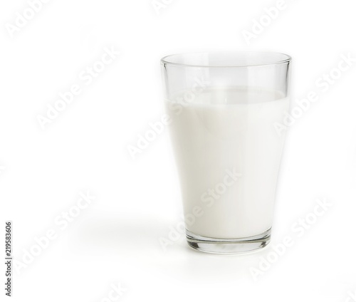 Glass of the fresh milk on a white background