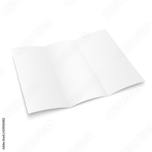 Tri-fold brochure mock-up. Blank brochure white template paper. Three fold paper brochure for your design. Vector illustration. EPS10.