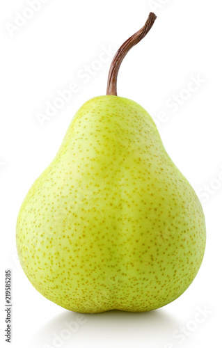 Green pear fruit isolated on white with clipping path