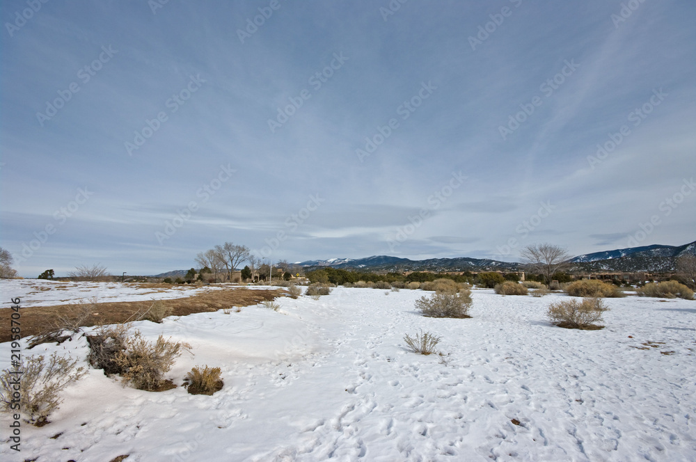 Sangre de Cristo Mountains in the Distance above Santa Fe NM