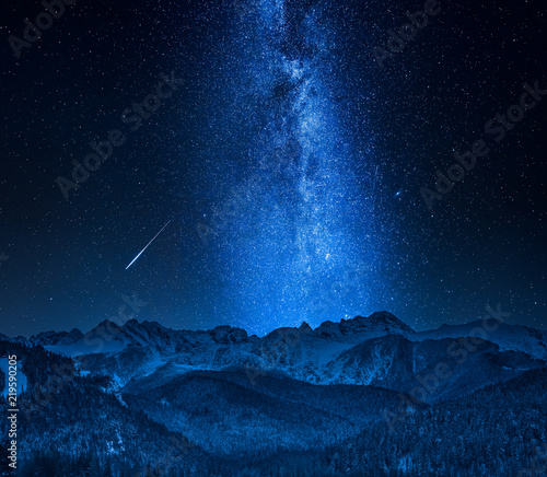 Falling stars and Tatra Mountains in Poland