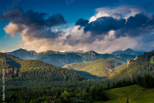 Fototapeta Naklejka Na Ścianę i Meble -  Tatra mountains at sunset in Zakopane, Poland, Europe