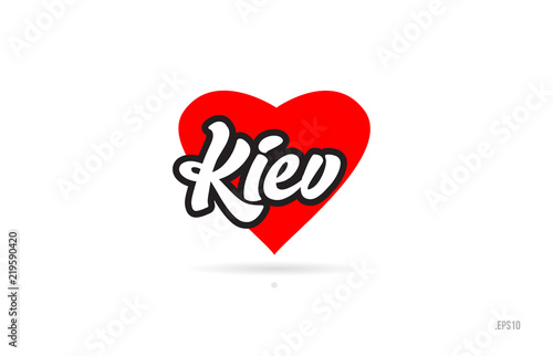 kiev city design typography with red heart icon logo